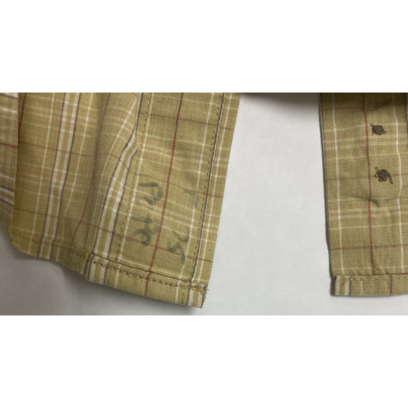 Ruff Hewn Men's Shirt Large Long Sleeve Tan Plaid Button Up Lightweight - Picture 5 of 11